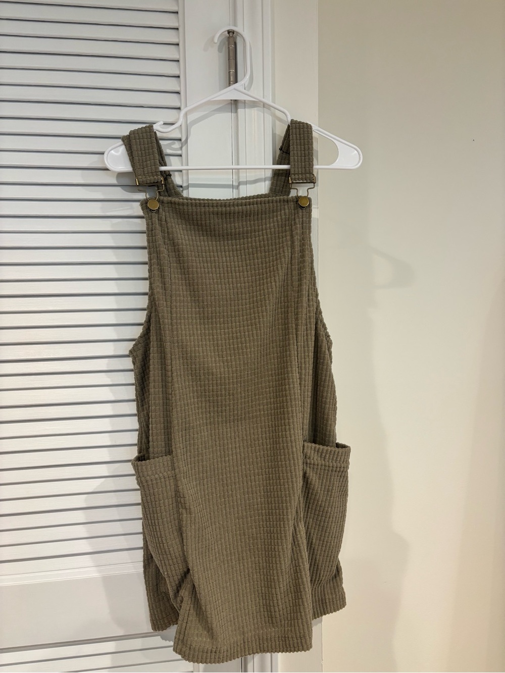 SHEIN Olive Green Waffle Knit Overall Dress